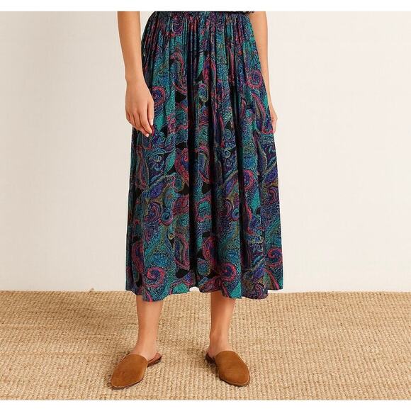 Vintage Maren Paisley Maxi Skirt Size Large Made in USA Boho 80s 90s - Picture 1 of 7